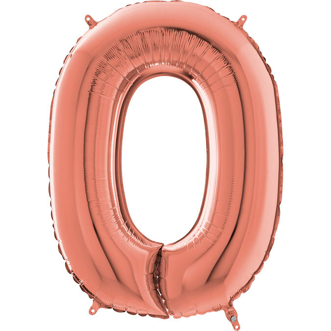 Μπαλόνι αριθμός Νο 0, rose gold 70 cm για ήλιο 