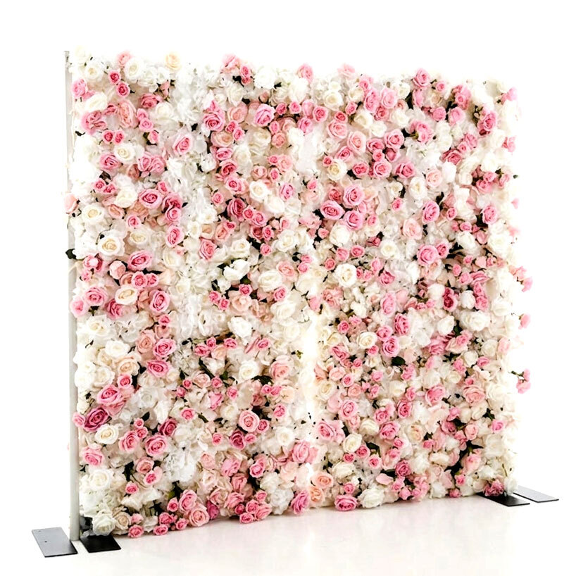 Τοίχος από Λουλούδια - Backdrop Flower Wall - Λευκό και Ροζ 2 μέτρα