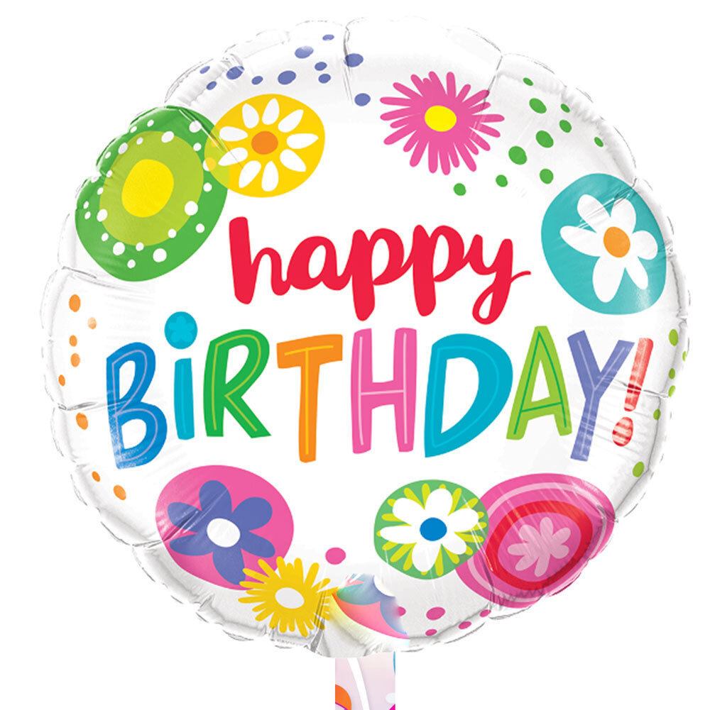 Μπαλόνι 18 ιντσών Happy Birthday λουλούδια-φρούτα