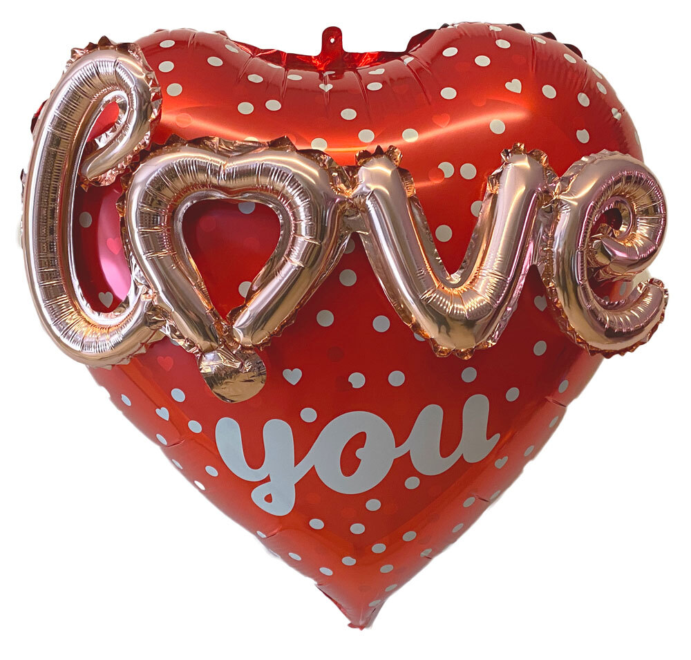 Μπαλόνια καρδιά 24'' με σχηματισμένο το Love (Rose gold) 