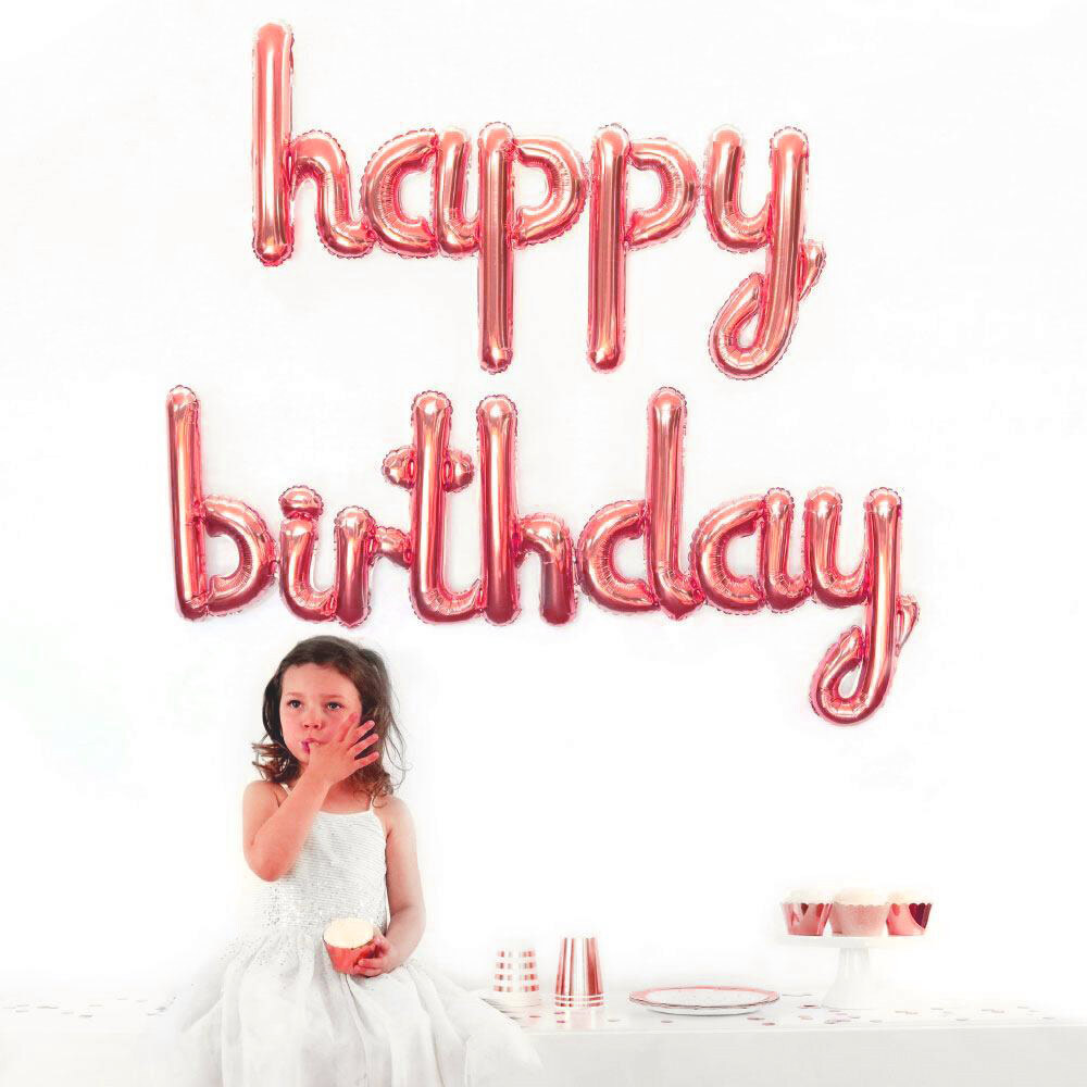 Μπαλόνια Happy Birthday λέξη Gold Rose  120 εκατοστά  2
