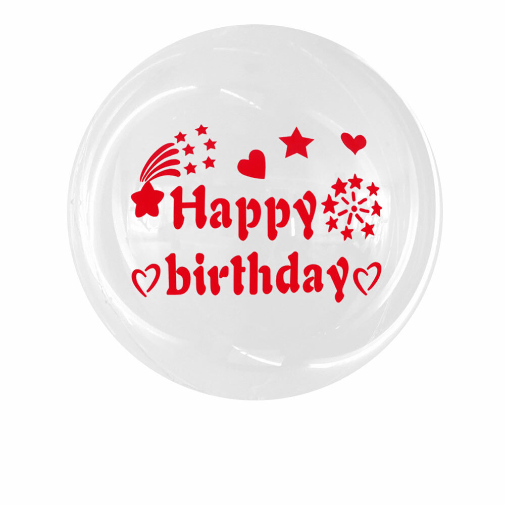 Happy Birthday red sticker with firework print, for balloons