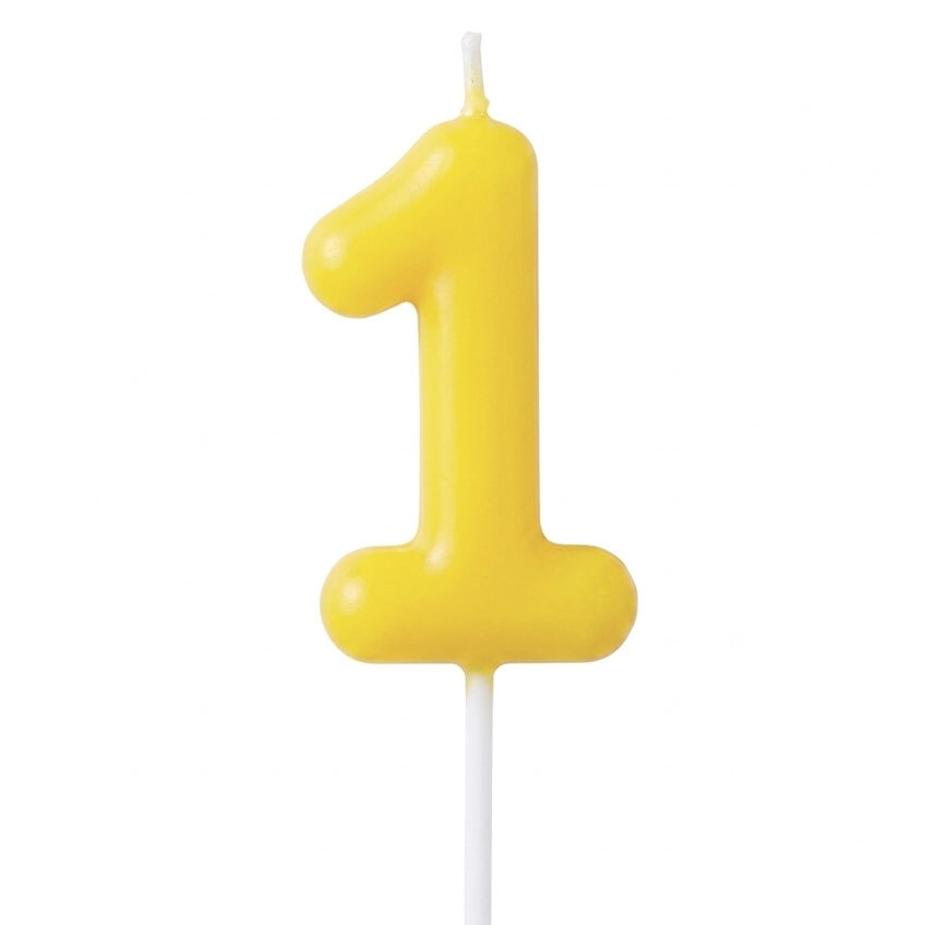 Candle Number 1 Yellow Pastel (Piece)