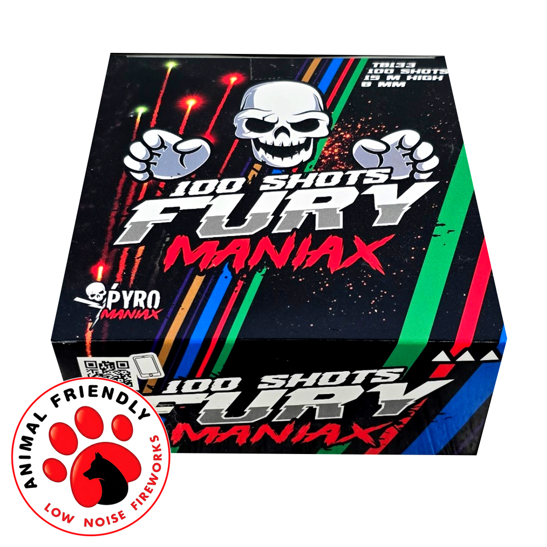 Fireworks 100 Shots TB133 Fury Maniax - Low Noise Animal Friendly