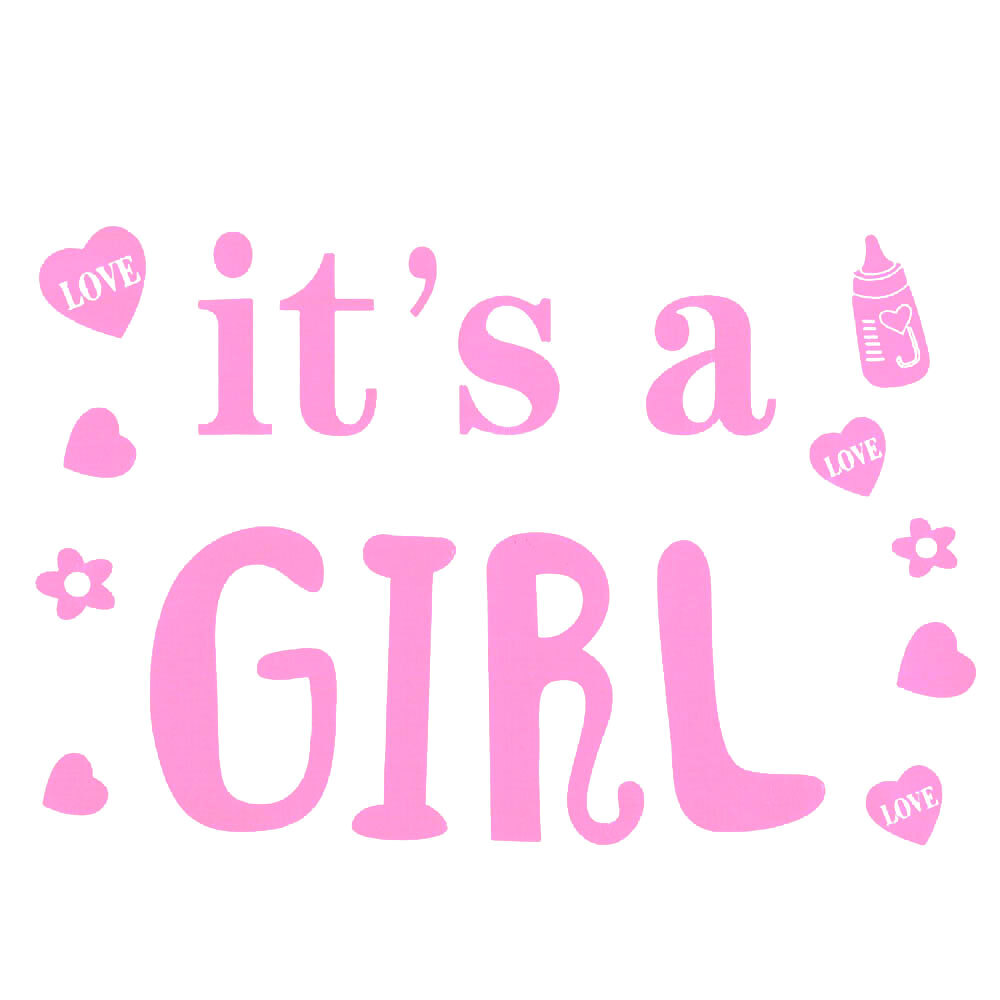  Αυτοκόλλητο 27 εκατοστά It's a Girl ροζ, για κάθε χρήση
