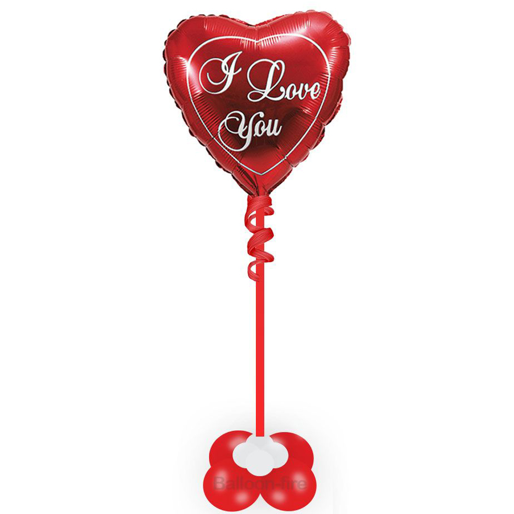 Balloon heart I love you foil Flexmetal 36 inch filled with helium in a big base