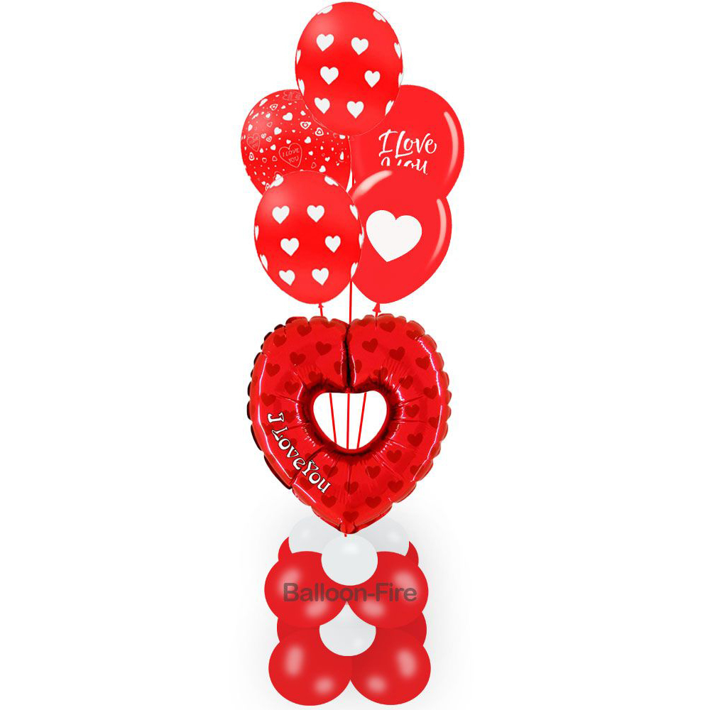 Balloon big sculpture with red heart 36 inch and 5 balloons printed with helium