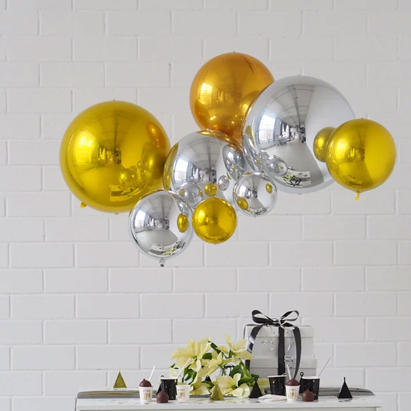 Balloon foil gold 4D round 60 cm