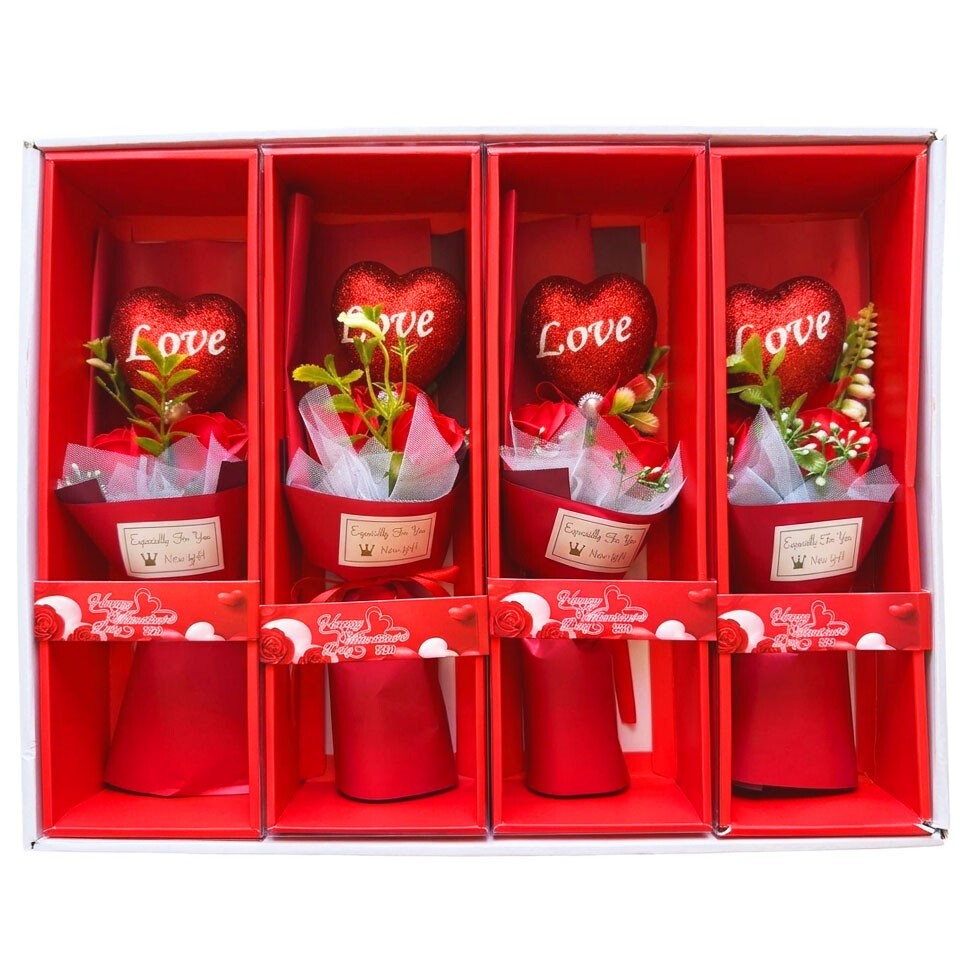 Καρδιά Μαργαριτάρι σε Μπουκέτο Gift Box 4 Τεμάχια - 34 cm  