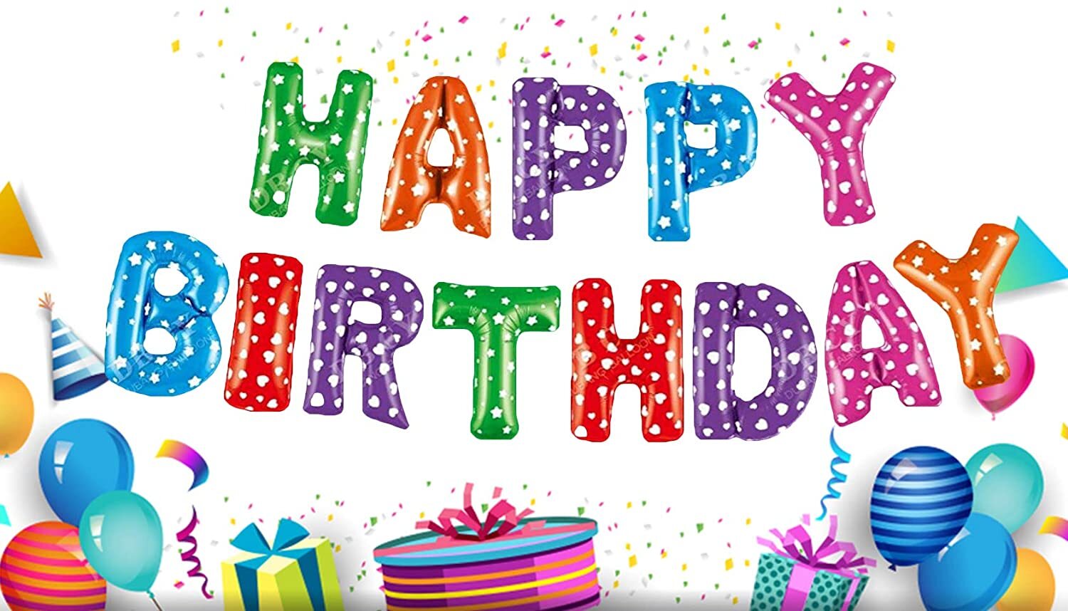 Μπαλόνια HAPPY BIRTHDAY πολύχρωμα, σχηματισμένη λέξη | 34 Χ 21 εκατοστά  2