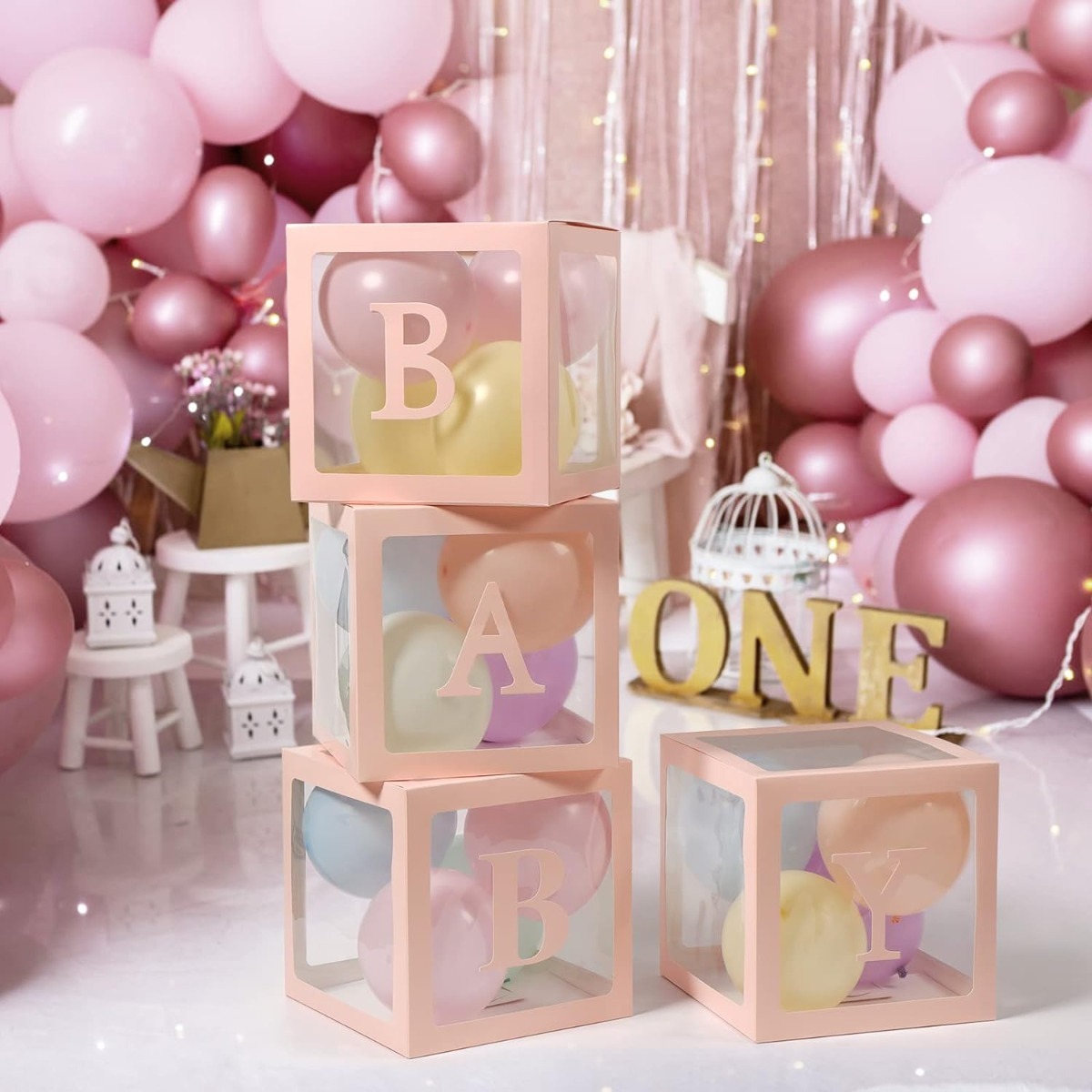 Baby Balloon Box Ροζ (30 x 30 εκατοστά) 5