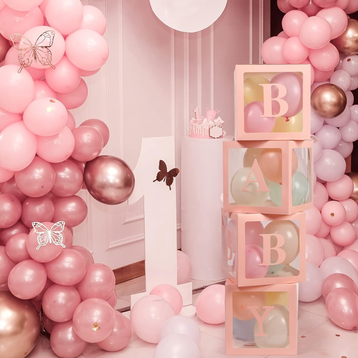 Baby Balloon Box Ροζ (30 x 30 εκατοστά) 2