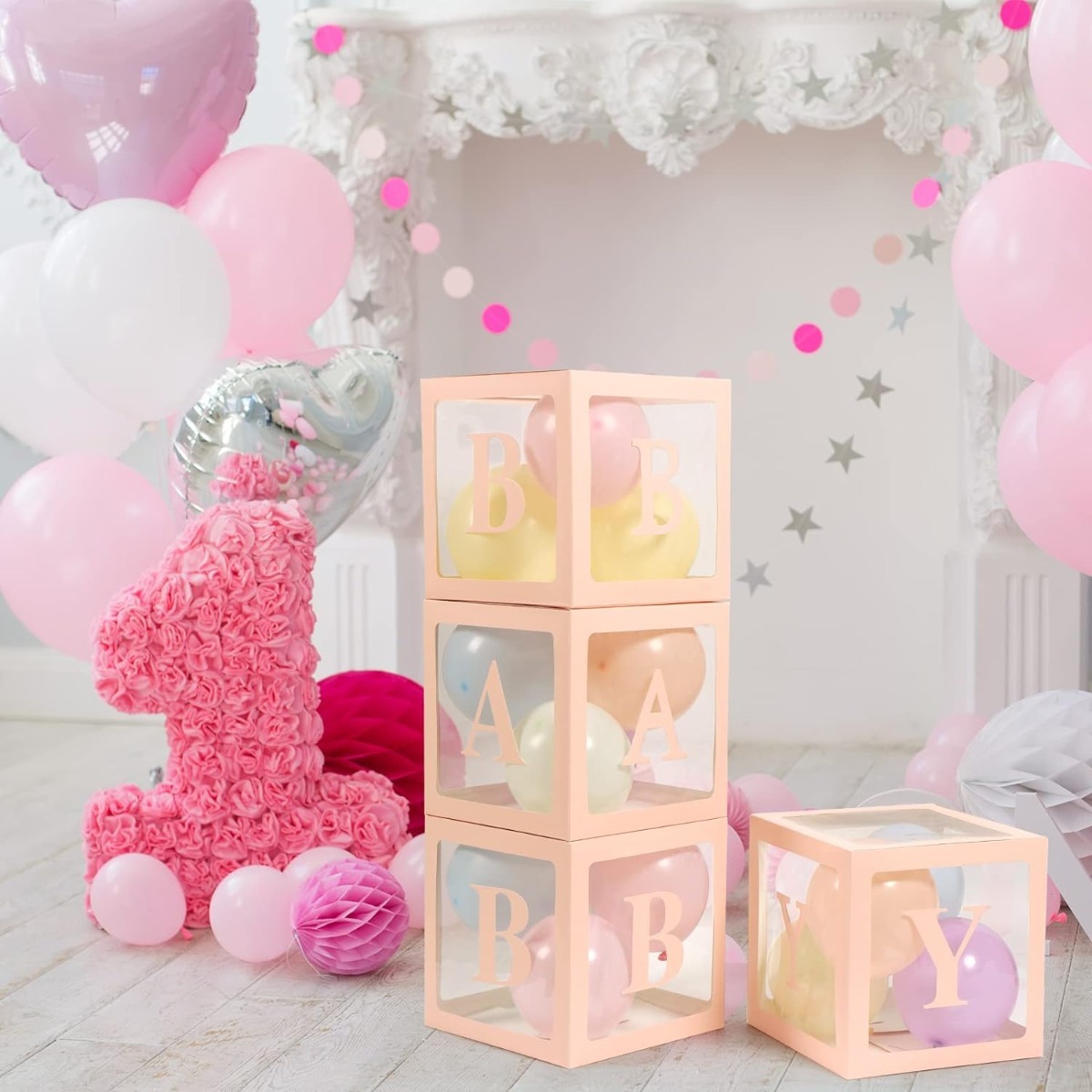 Baby Balloon Box Ροζ (30 x 30 εκατοστά) 6