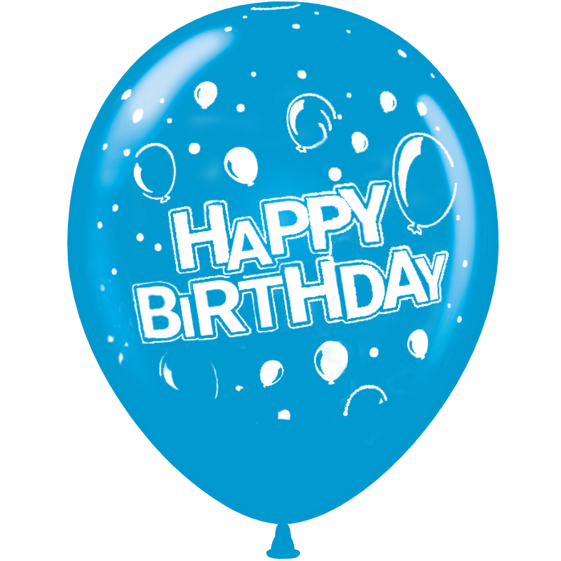 Μπαλόνια 12'' Happy birthday New with balloons  all around τύπωμα