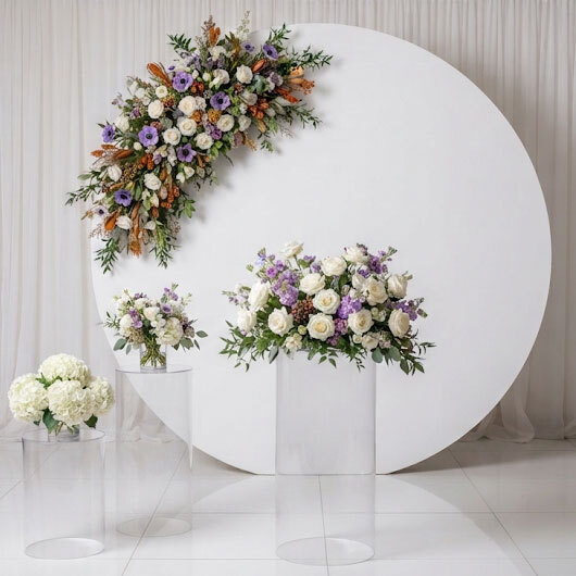 Κυλινδρικά Διάφανα Ακρυλικά Βάθρα Display Διακόσμησης Γάμου Βάπτισης - Σετ 3 τεμάχια