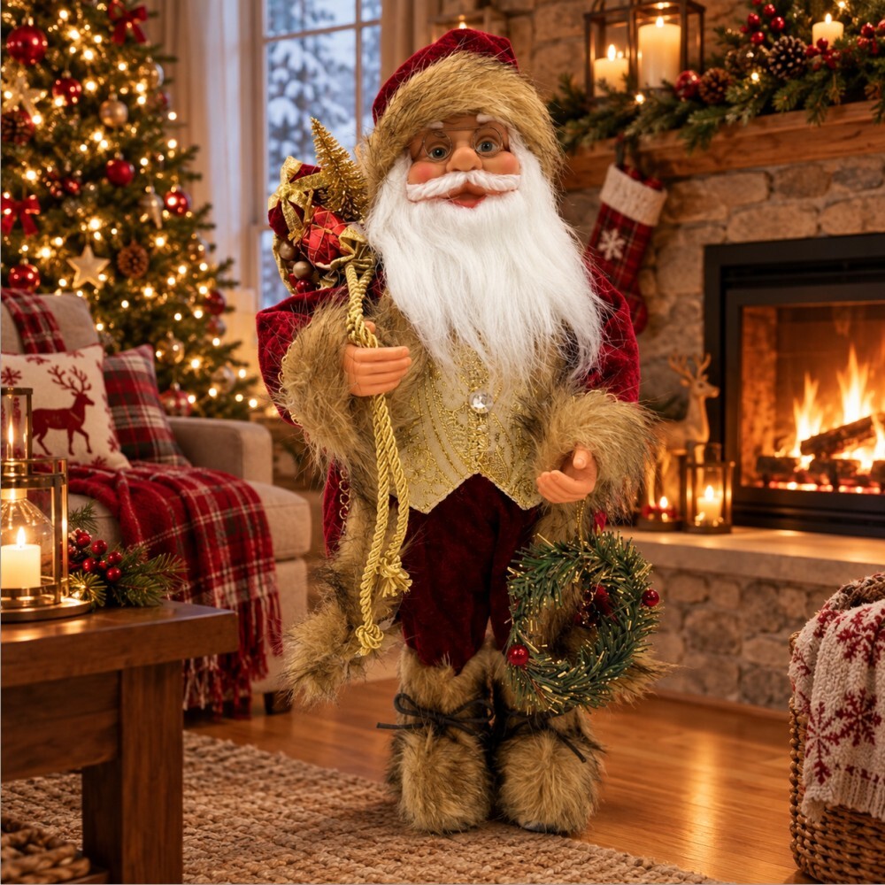 Santa Claus premium 45 cm velvet red and gold