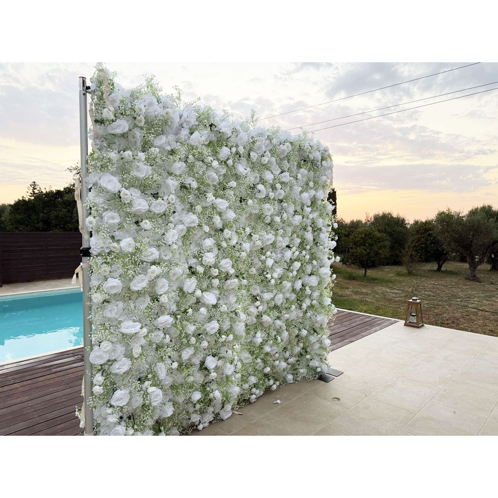 Wall of Flowers - Backdrop Flower Wall - White 2 meters