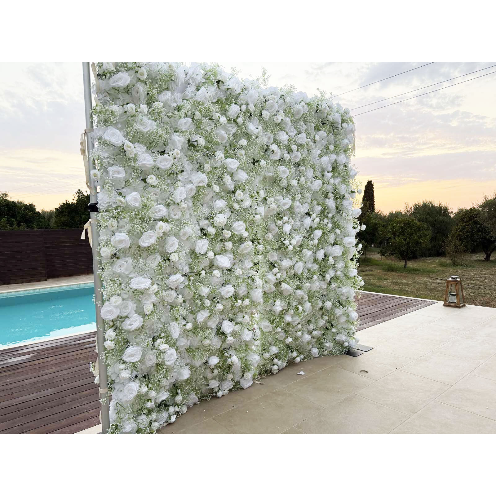 Wall of Flowers - Backdrop Flower Wall - White 2 meters
