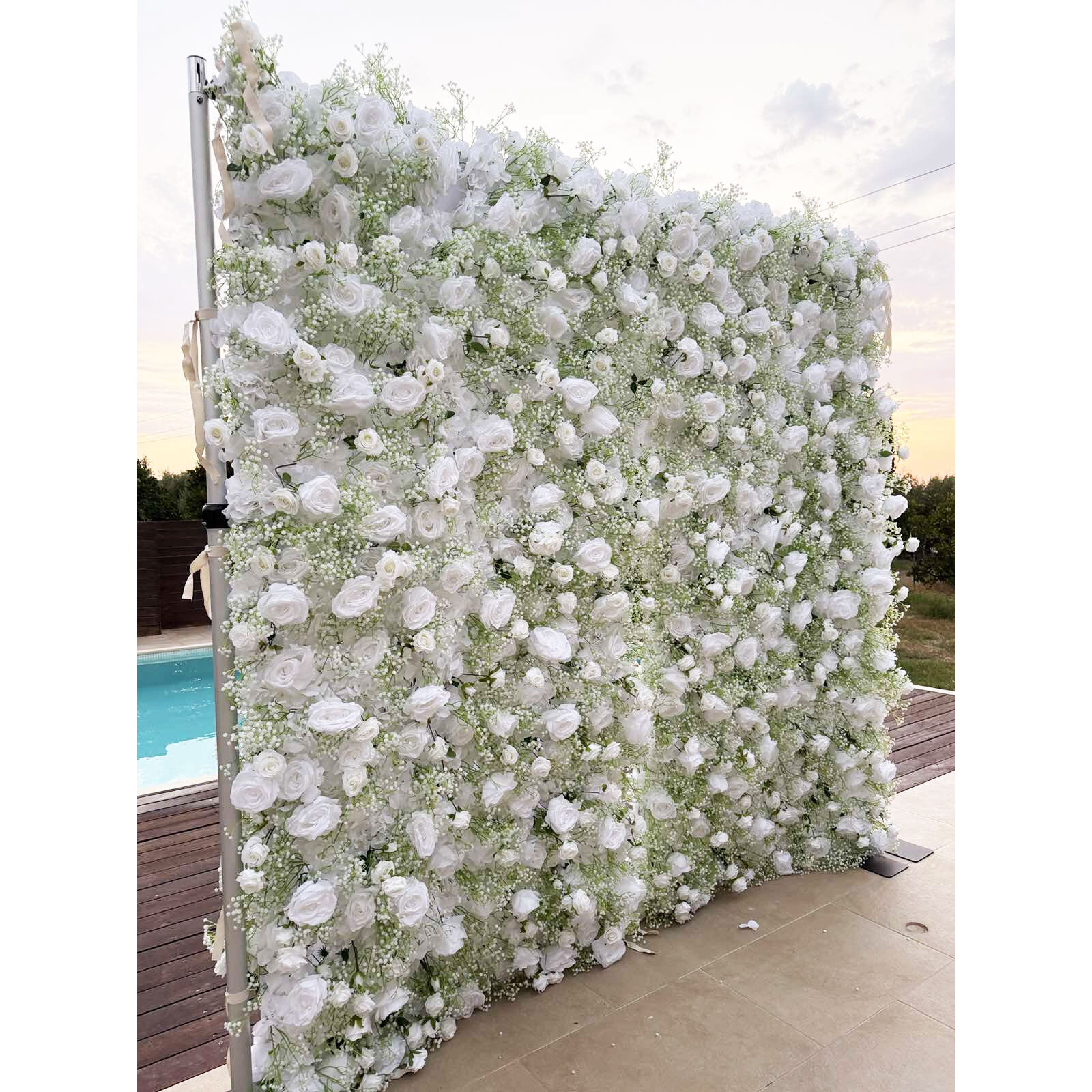 Wall of Flowers - Backdrop Flower Wall - White 2 meters