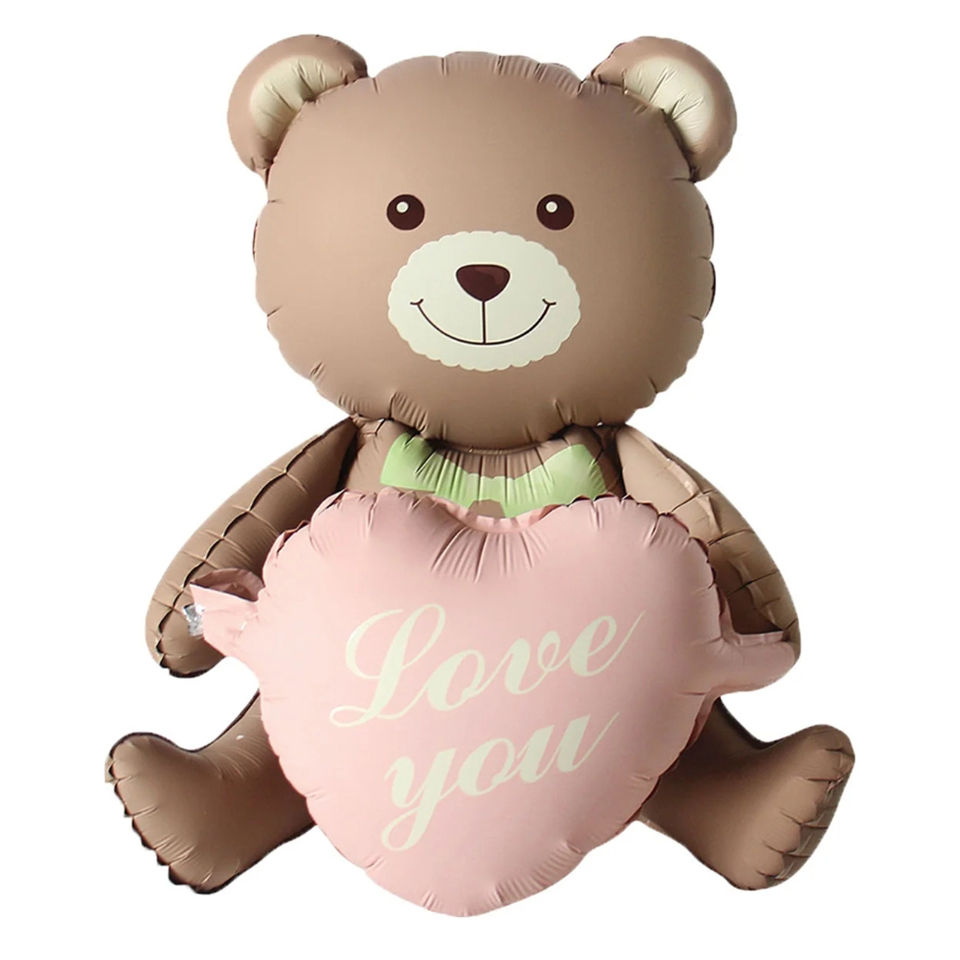 Balloon Teddy Bear with Pink Heart Vintage 50 cm (Inflates with air)