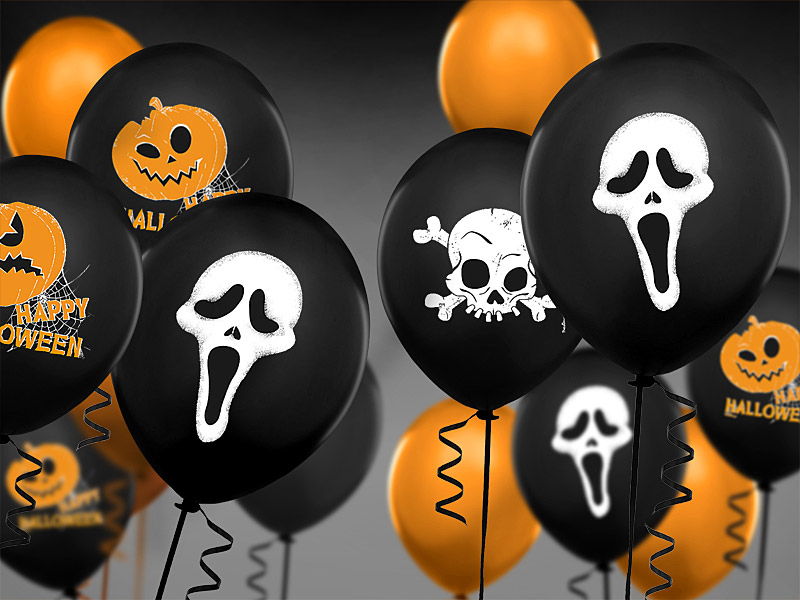 Μπαλόνια scream τρομακτικά μαύρα latex 12 ιντσών 50 τεμάχια 2