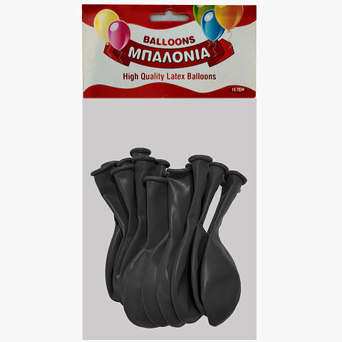Μπαλόνια 10 ιντσών ματ μαύρο 15 τεμάχια