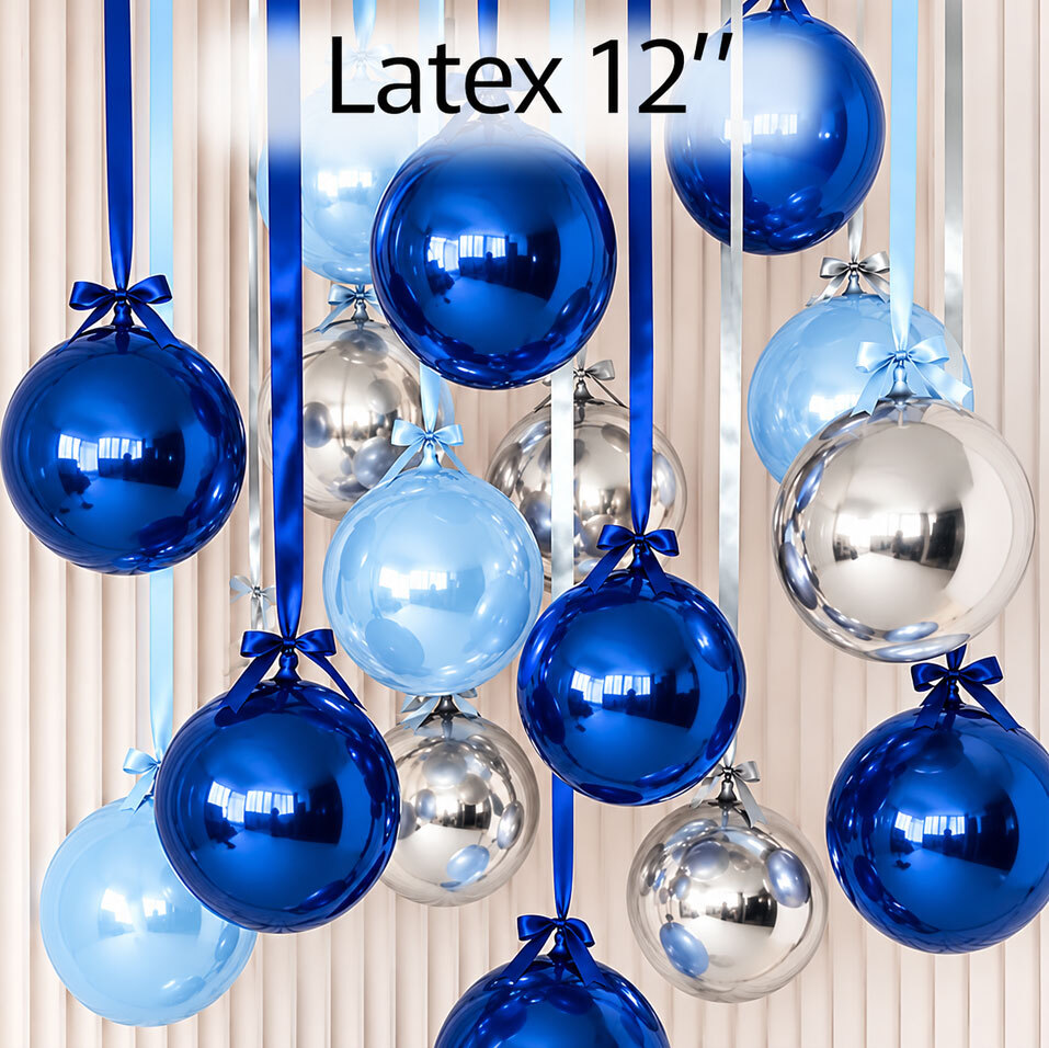Μπαλόνια Latex Elegant Decoration Γαλάζιο - Μπλε Ασημί σετ 69 τεμ (περιλαμβάνει τα μπαλόνια και τις κορδέλες τους)  
