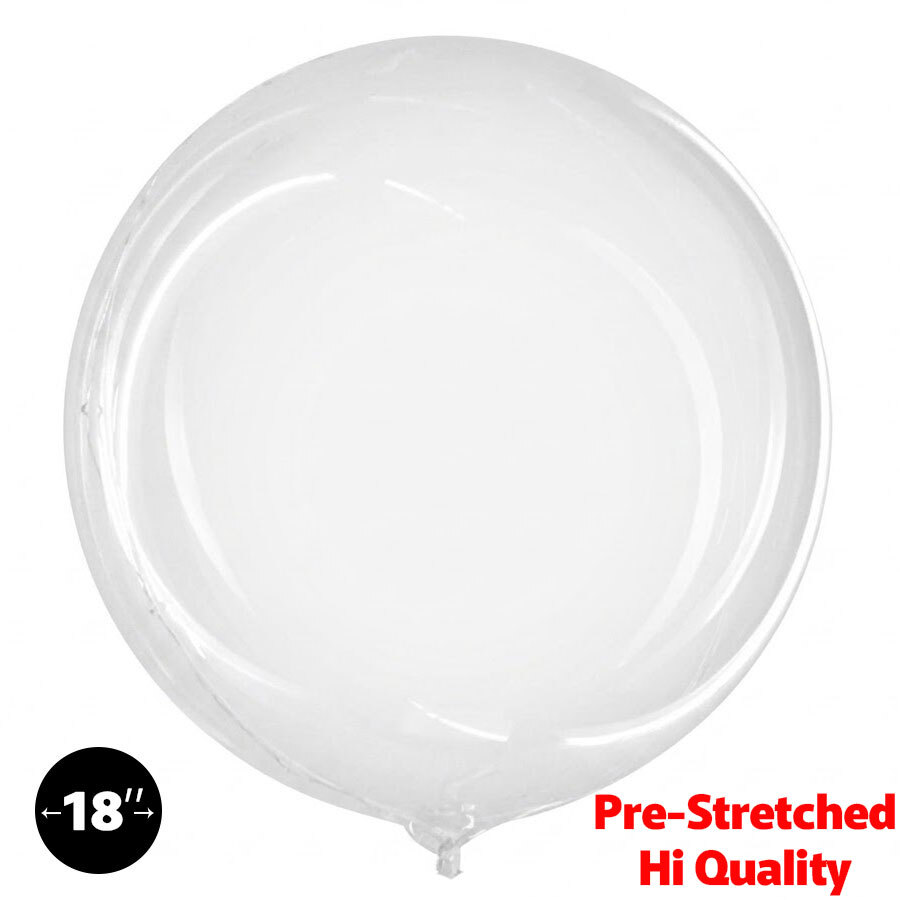 Bubble Balloon Transparent 18-inch Pre-Stretched Hi Quality PERFECTLY ROUND - Stretched Ready to Use