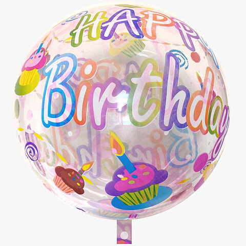 Μπαλόνια Happy birthday bubble διάφανο μεγάλο 