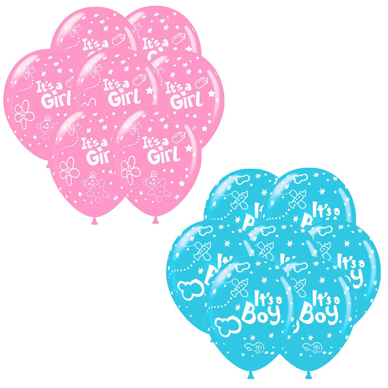 Gender reveal Μπαλόνια 15 τεμ. σετ με κομφετί. Περιλαμβάνει 1 τεμ 18'' με boy or girl  και κομφετί επιλογής σας, 7 μπαλόνια It's a boy, 7 μπαλόνια It's a girl 4