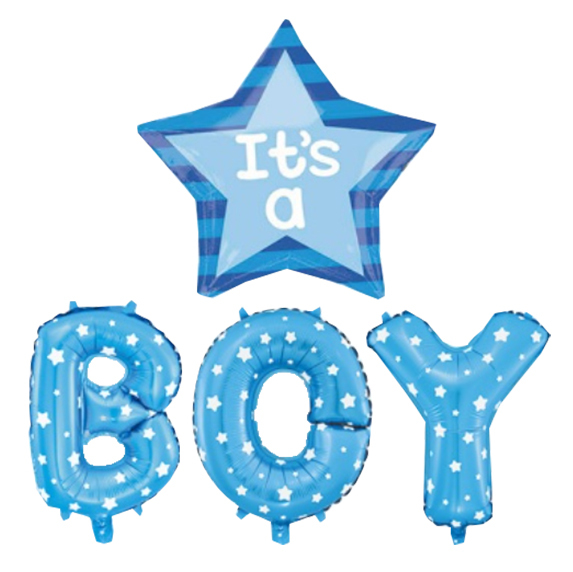 Μπαλόνια Σετ Γράμματα & Μπαλόνι "It's A Boy" - 4 Τεμάχια