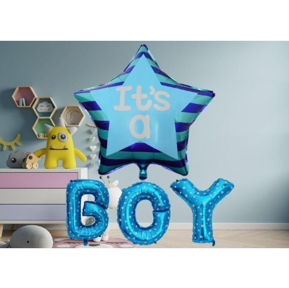 Μπαλόνια Σετ Γράμματα & Μπαλόνι "It's A Boy" - 4 Τεμάχια 2