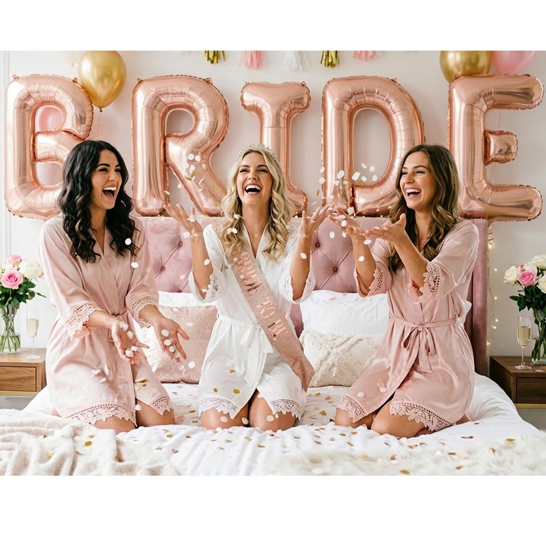 Μπαλόνια Bride γράμματα 1 Μέτρο rose gold χρώματος 5 τεμάχια