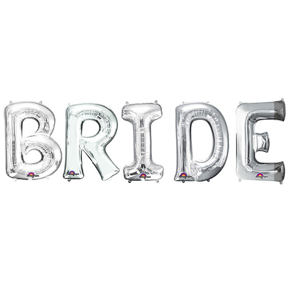 Μπαλόνια Bride γράμματα 1 Μέτρο ασημί χρώματος 5 τεμάχια 2