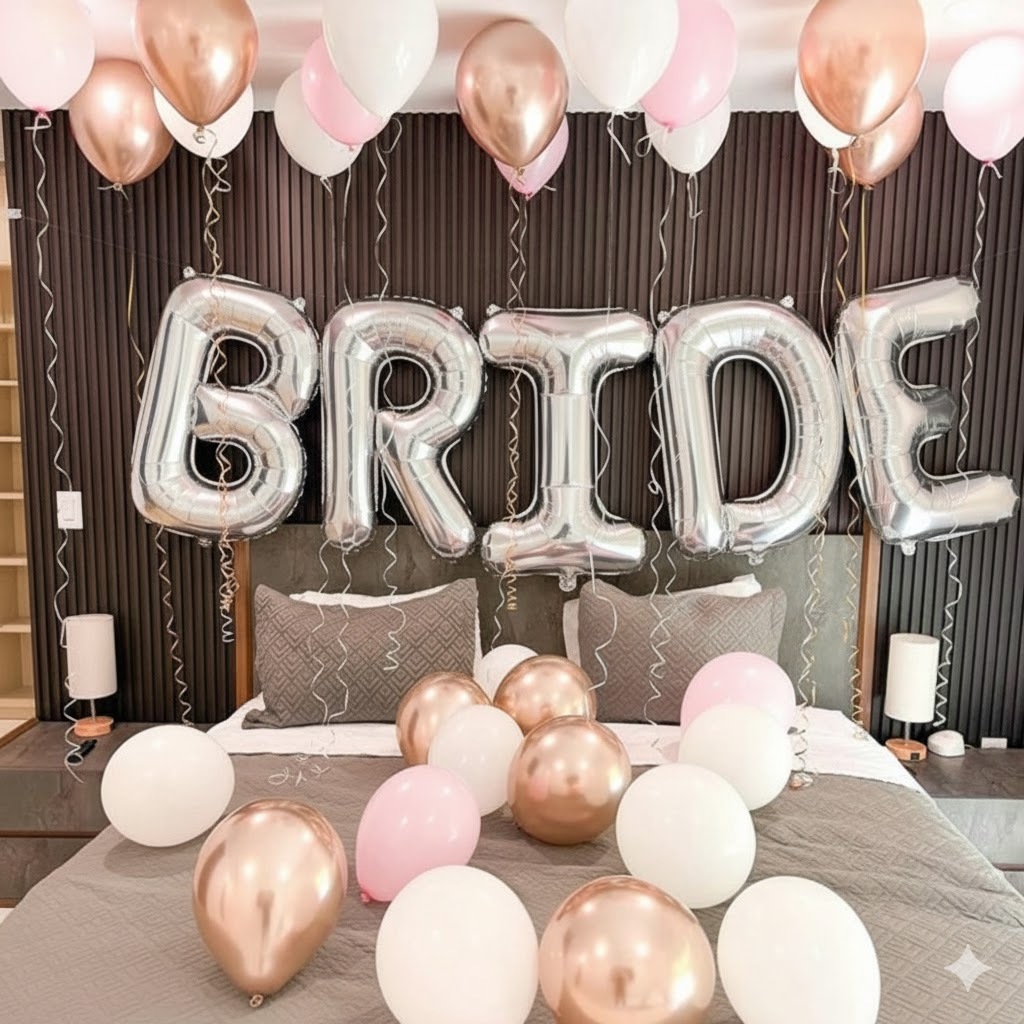 Μπαλόνια Bride γράμματα 1 Μέτρο ασημί χρώματος 5 τεμάχια