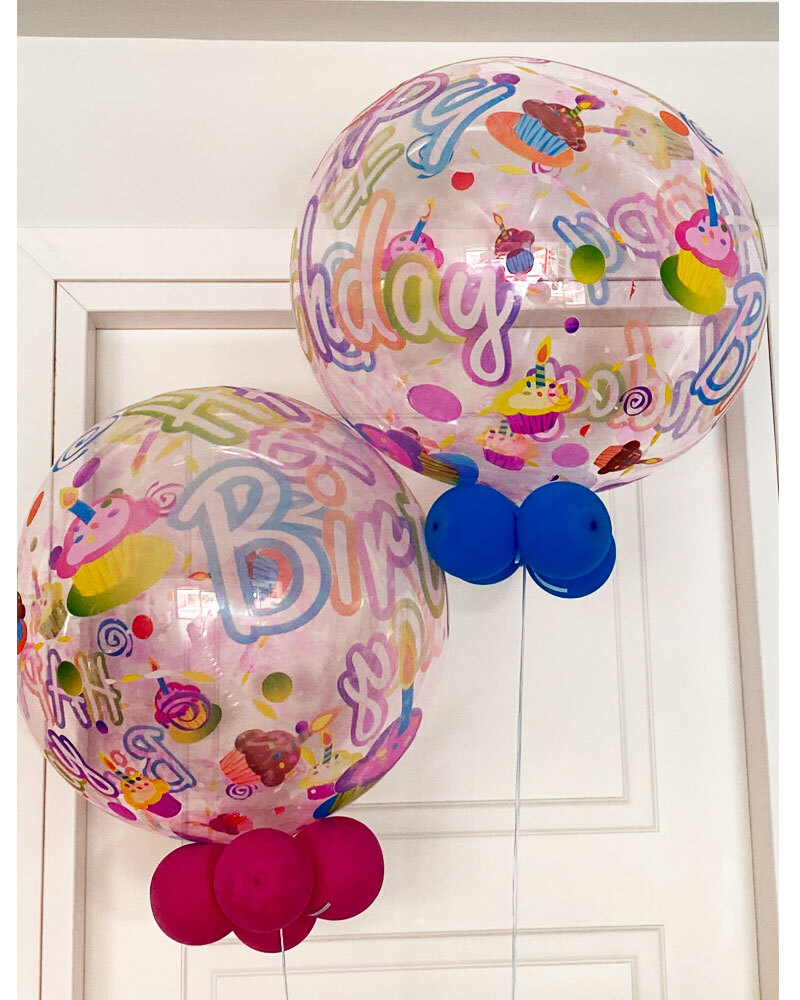 Μπαλόνια Happy birthday bubble διάφανο μεγάλο 2