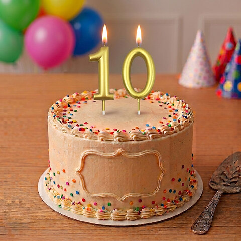 Candle Bright Gold Number 0 Chrome - 12 Pieces