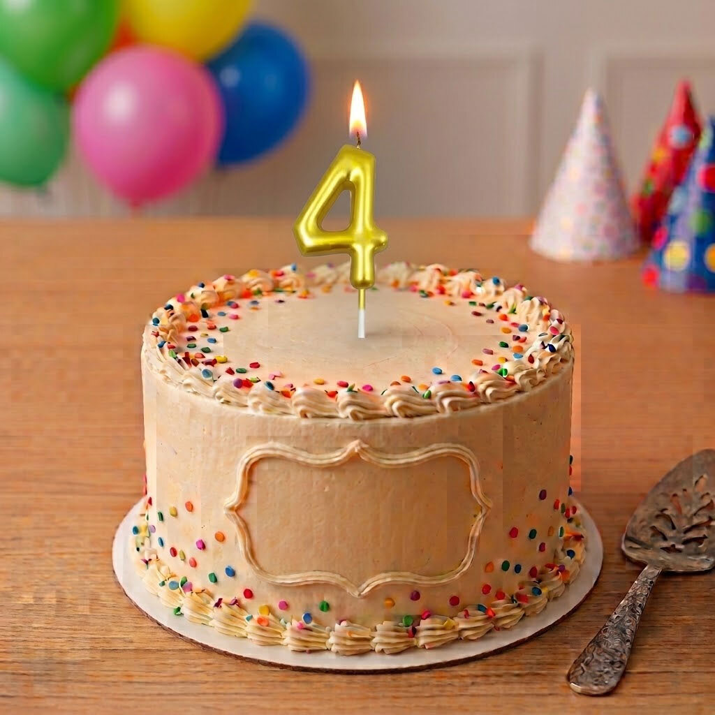 Candle Bright Gold Number 4 Chrome - 12 Pieces