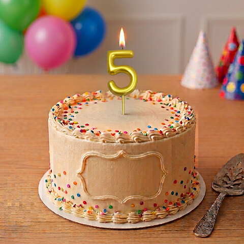 Candle Bright Gold Number 5 Chrome - 12 Pieces