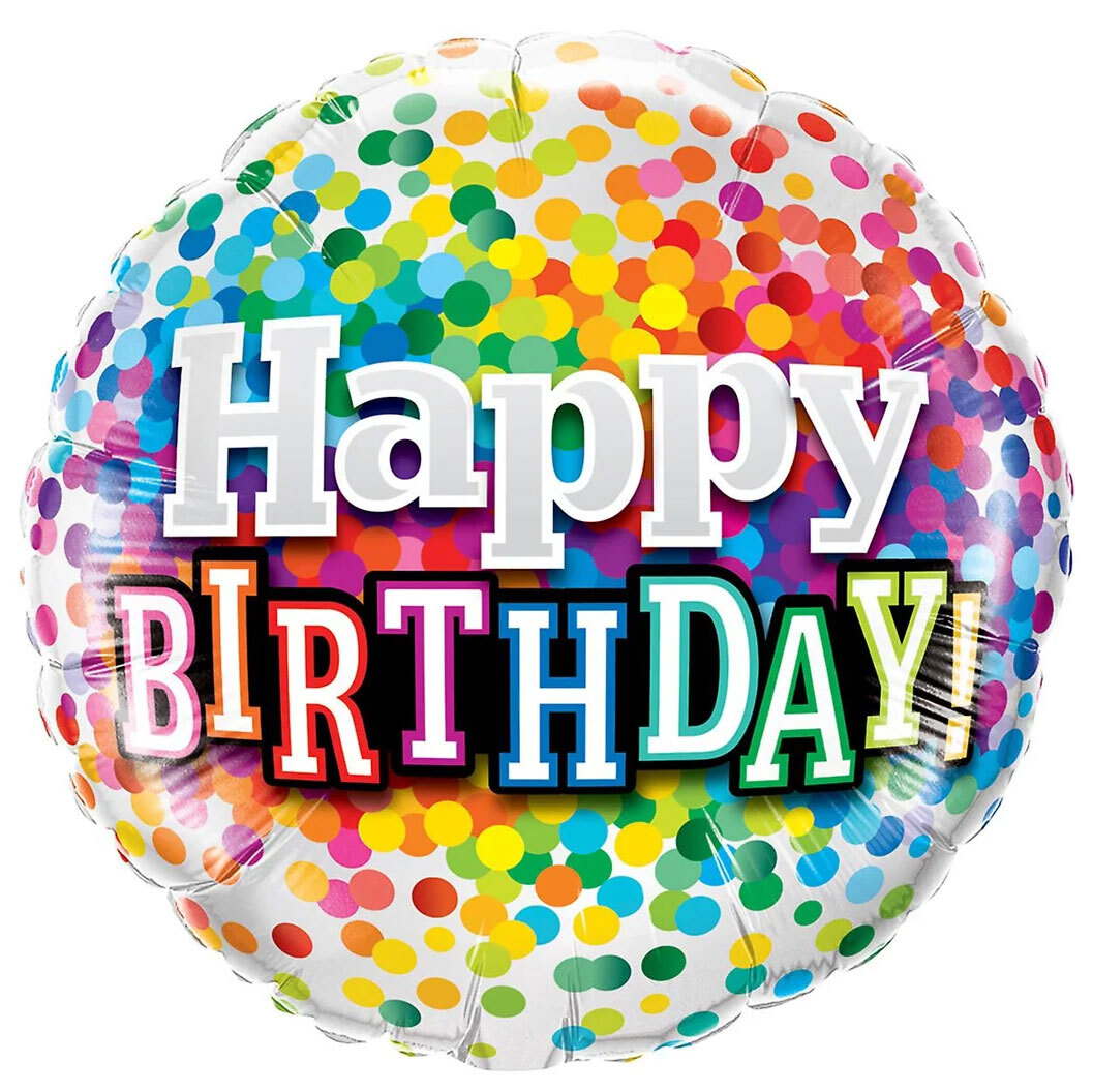 Μπαλόνι Happy Birthday τυπωμένο με κομφετί 18'' (Συσκευασμένο)