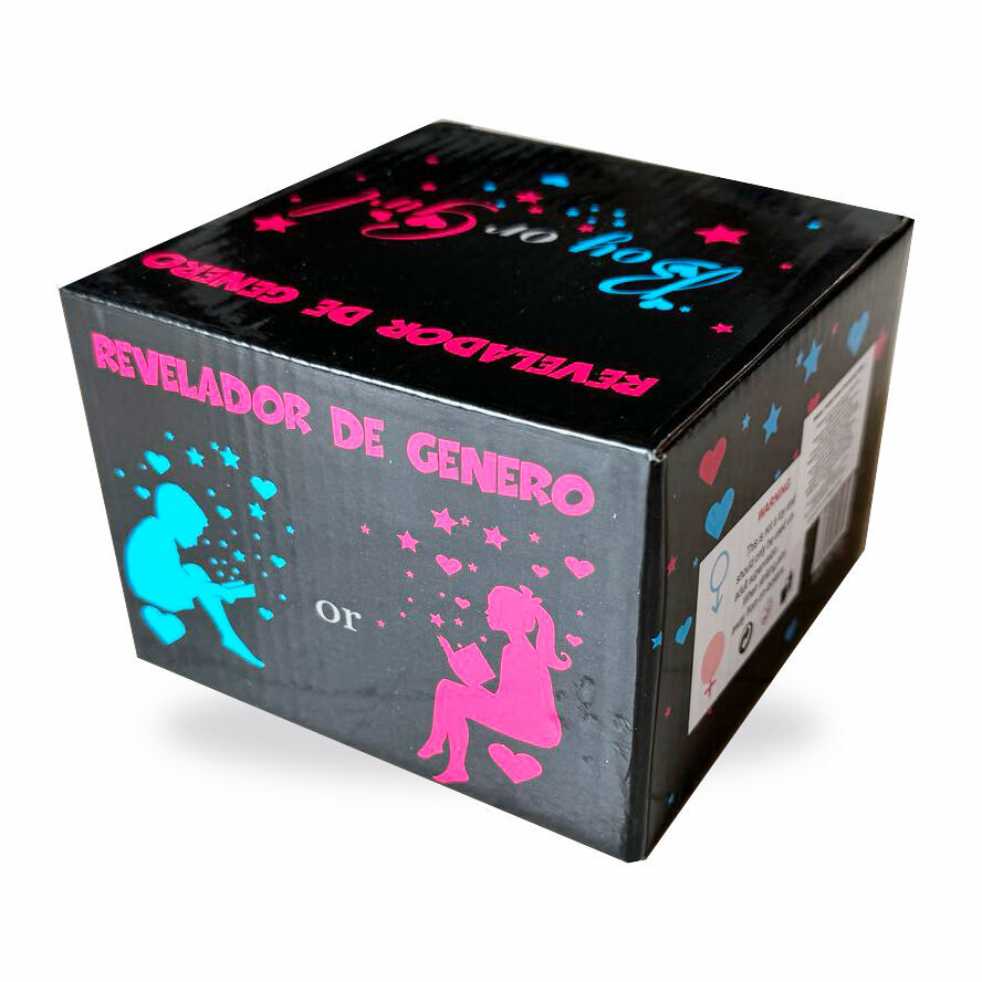Μπάλα Μαύρη Gender Reveal Boy or Girl με Ροζ Πούδρα 4