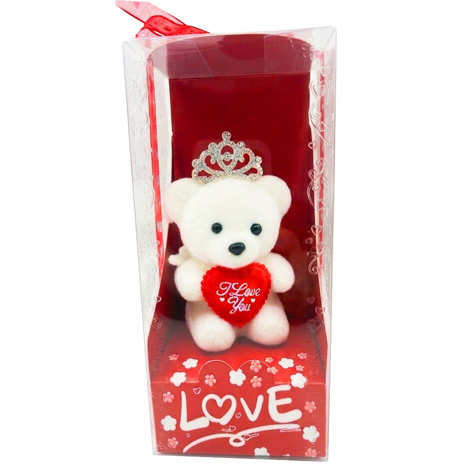 Toy Bear with Crown LOVE Gift Box - 18 cm