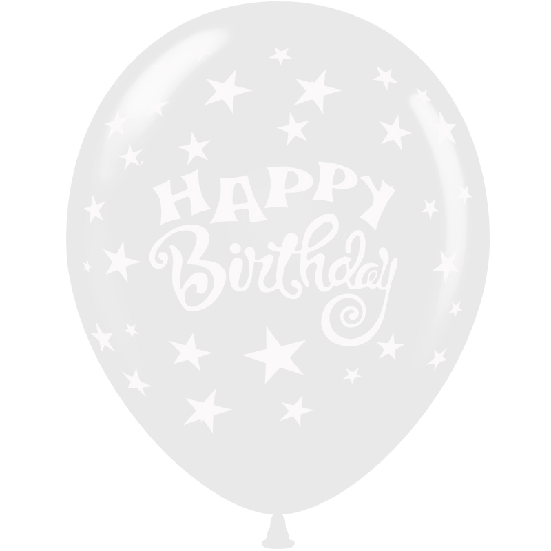 Μπαλόνια 30cm Happy Birthday all around εκτύπωση σε 5 χρώματα (15 τεμάχια σε συσκευασία)