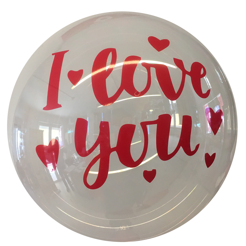 Διάφανο bubble 18 ιντσών με αυτοκόλλητο Love &amp; καρδούλες