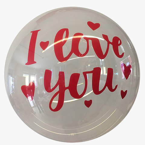 Διάφανο bubble 18 ιντσών με αυτοκόλλητο Love &amp; καρδούλες