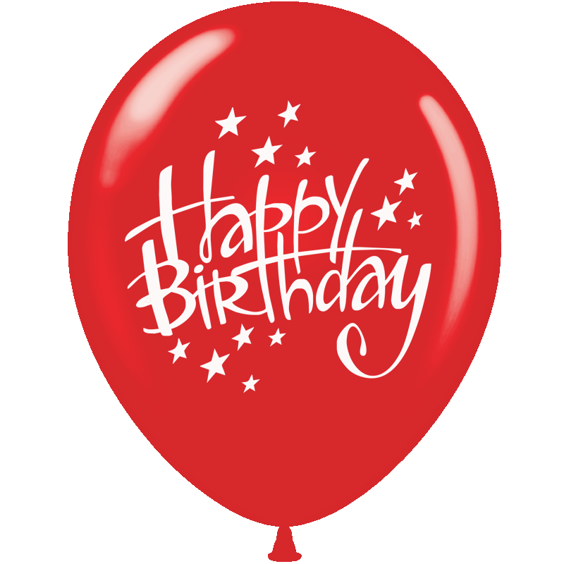 Balloons printed Happy birthday with stars 1 side 100 pcs pack ND