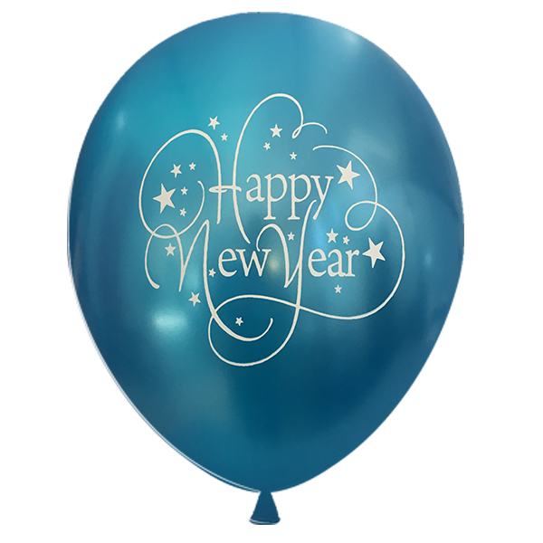 Μπαλόνια 12 ιντσών τυπωμένα Happy New Year περλέ 100 τεμάχια  2