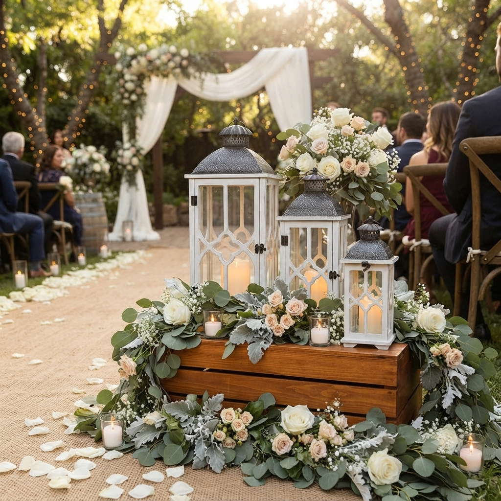Wooden Lanterns White and Black (3 Piece Set)