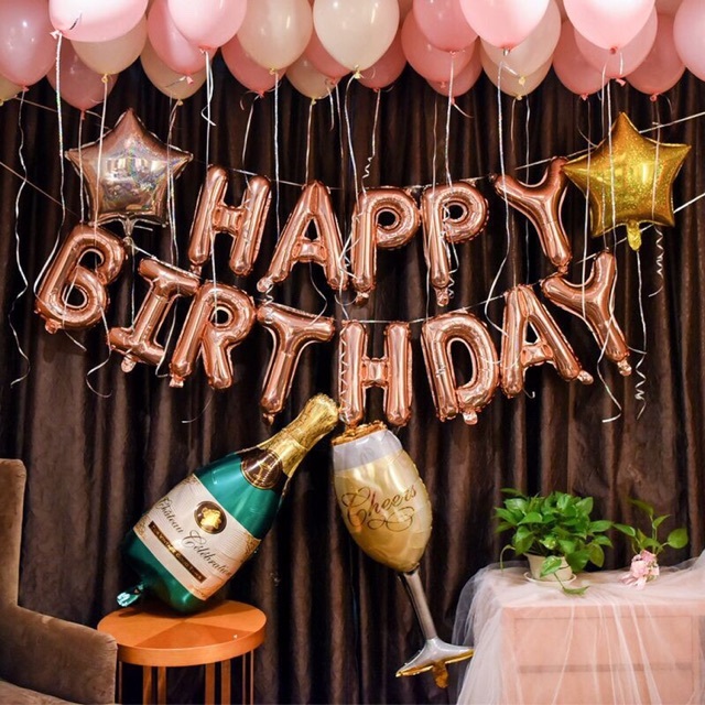 Μπαλόνια HAPPY BIRTHDAY rose gold, σχηματισμένη λέξη  34 Χ 21 εκατοστά  2