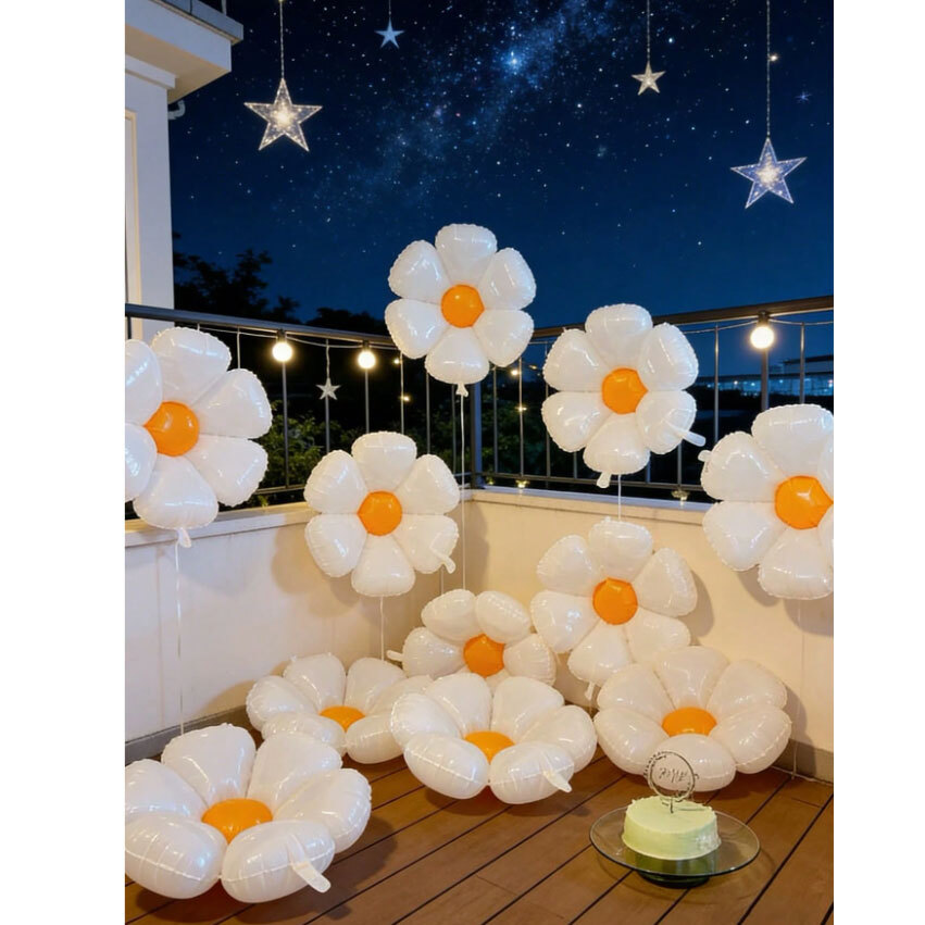 Balloon Daisy White with Yellow (Packaged)
